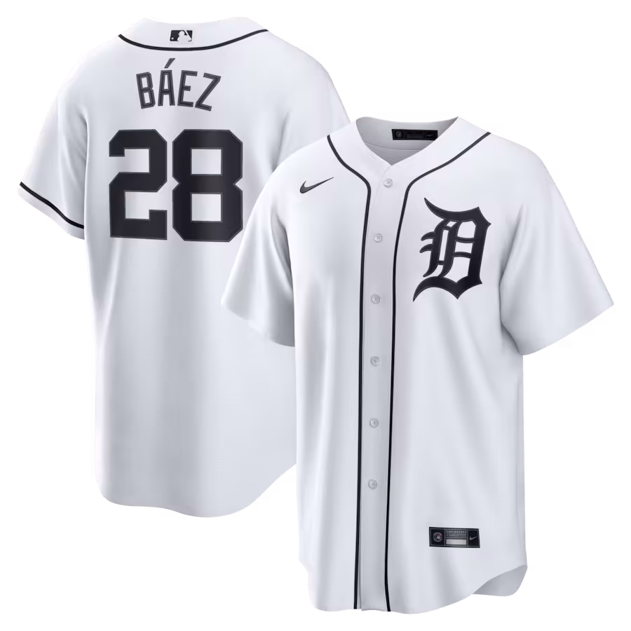 Men's Detroit Tigers Javier Báez Nike White Home Replica Jersey - ujerseystore