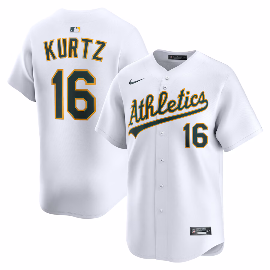 Men's Athletics Nick Kurtz Nike White Home Limited Player Jersey - ujerseystore