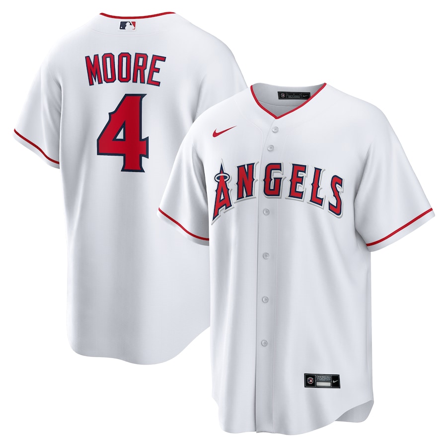 Men's Los Angeles Angels Christian Moore Nike White Home Replica Jersey - ujerseystore