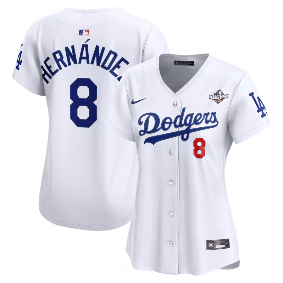 Women's Los Angeles Dodgers Enrique Hernández Nike White 2025 World Series Home Limited Jersey - ujerseystore