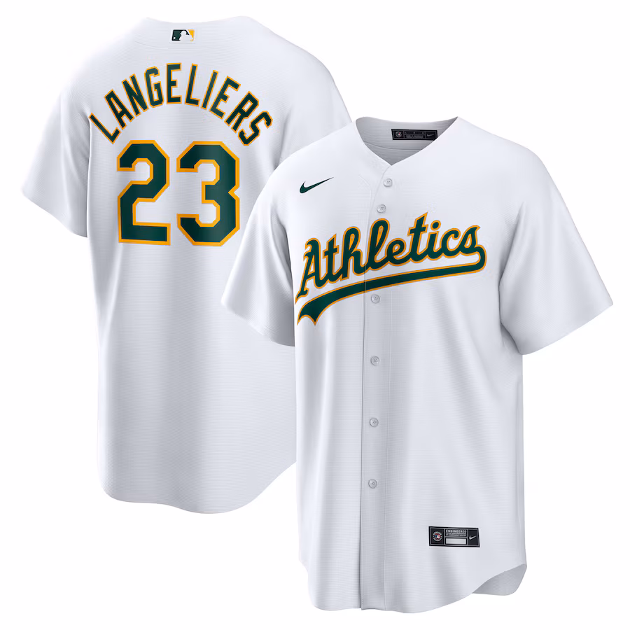 Youth Athletics Shea Langeliers Nike White Home Replica Jersey - ujerseystore