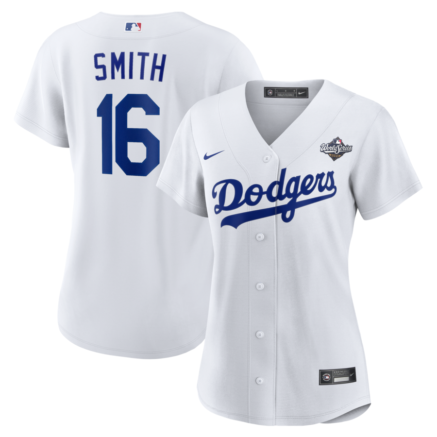 Women's Los Angeles Dodgers Will Smith Nike White 2025 World Series Home Replica Player Jersey - ujerseystore