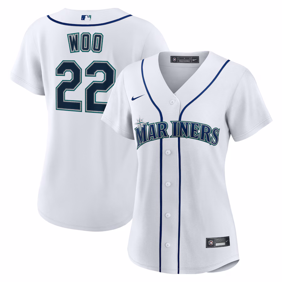 Women's Seattle Mariners Bryan Woo Nike White Home Replica Jersey - ujerseystore