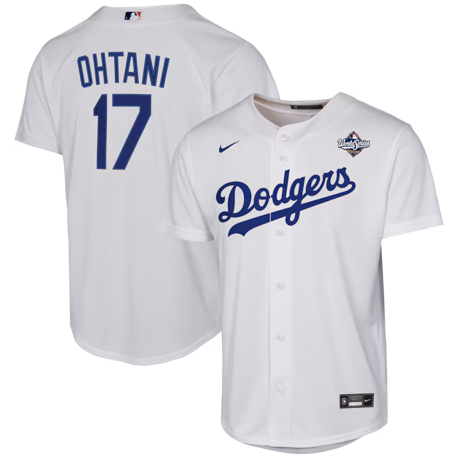 Youth Los Angeles Dodgers Shohei Ohtani Nike White 2025 World Series Home Replica Player Jersey - ujerseystore