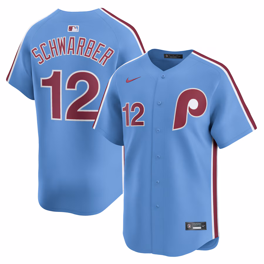 Men's Philadelphia Phillies Kyle Schwarber Nike Light Blue Alternate Limited Jersey - ujerseystore
