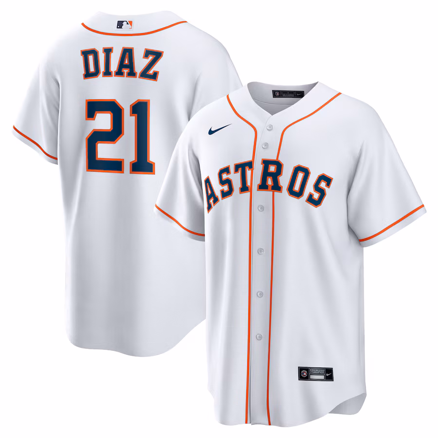 Youth Houston Astros Yainer Diaz Nike White Home Replica Jersey - ujerseystore