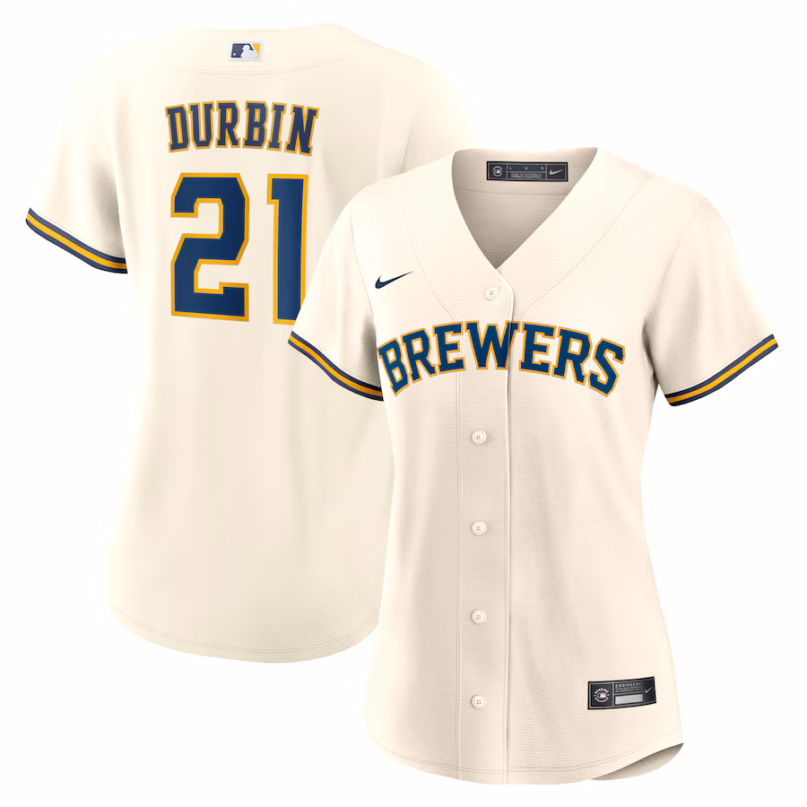 Women's Milwaukee Brewers Caleb Durbin Nike Cream Home Replica Jersey - ujerseystore