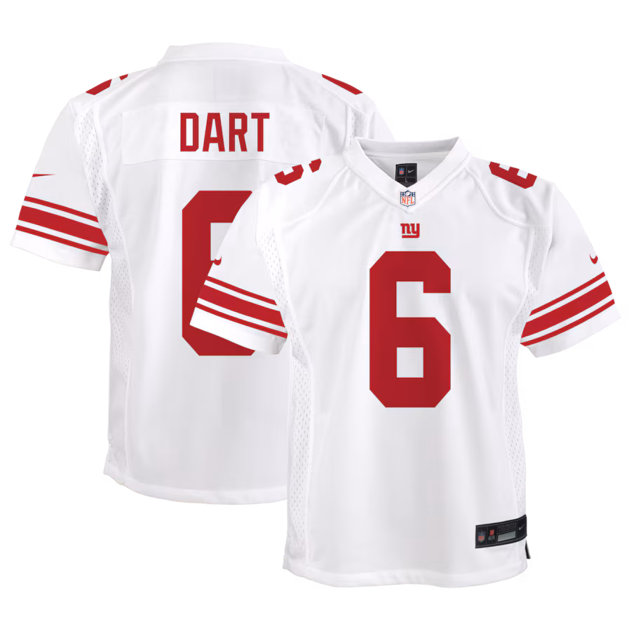 Youth New York Giants Jaxson Dart Nike White Game Jersey - ujerseystore