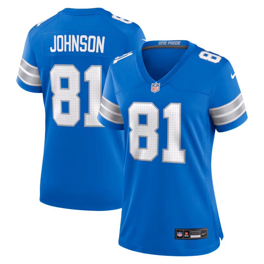 Women's Detroit Lions Calvin Johnson Nike Blue Team Retired Game Jersey - ujerseystore