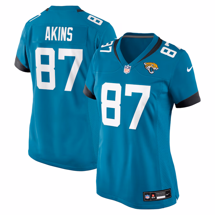 Women's Jacksonville Jaguars Jordan Akins Nike Teal Team Game Jersey - ujerseystore