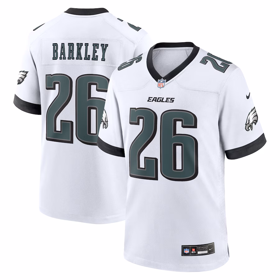 Men's Philadelphia Eagles Saquon Barkley Nike White Game Jersey - ujerseystore
