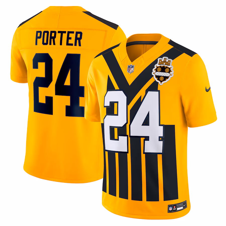 Men's Pittsburgh Steelers Joey Porter Jr. Nike Gold Alternate 1933 Throwback Vapor F.U.S.E. Limited Jersey - ujerseystore