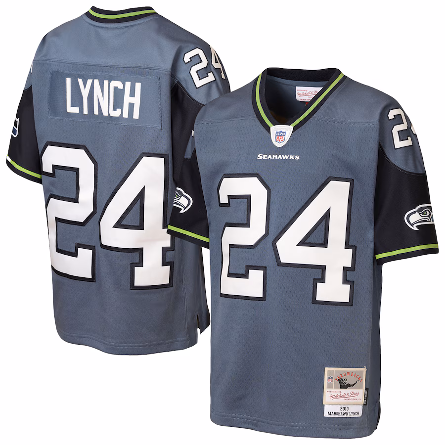 Youth Seattle Seahawks Marshawn Lynch Mitchell & Ness Blue Legacy Jersey - ujerseystore