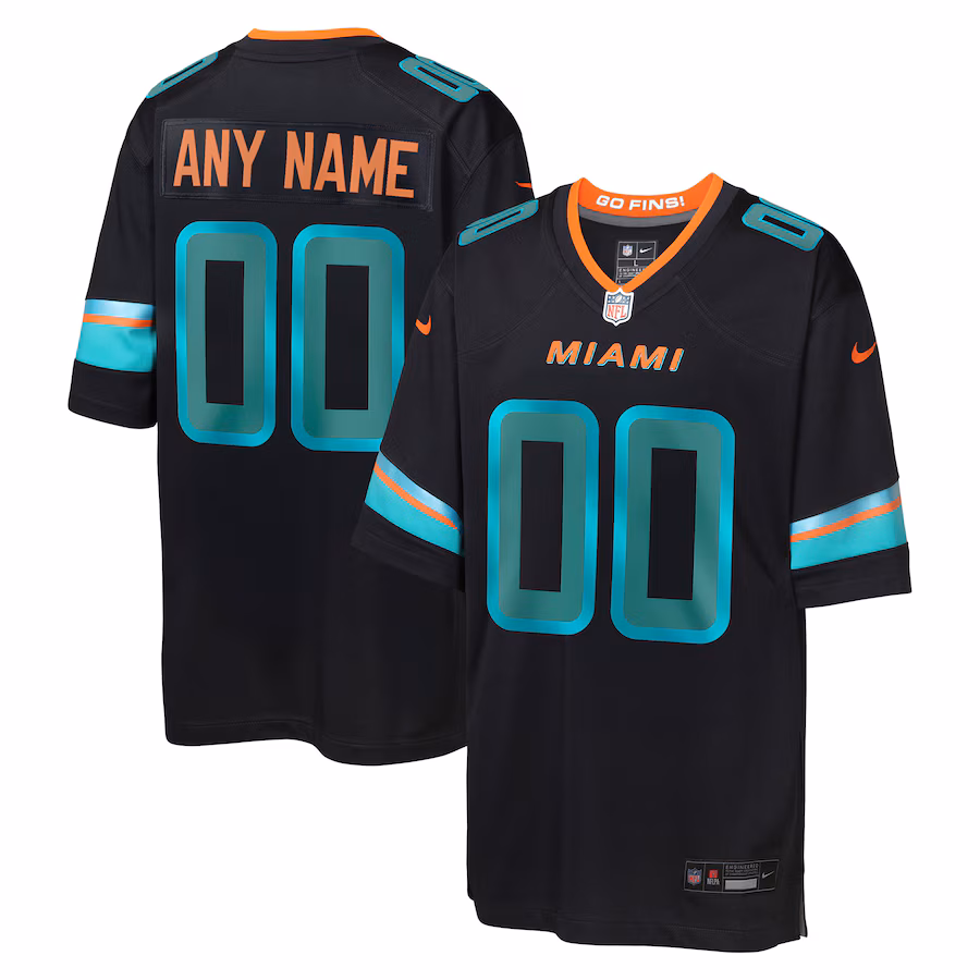 Youth Miami Dolphins Nike Pitch Blue 2025 Rivalries Collection Custom Game Jersey - ujerseystore