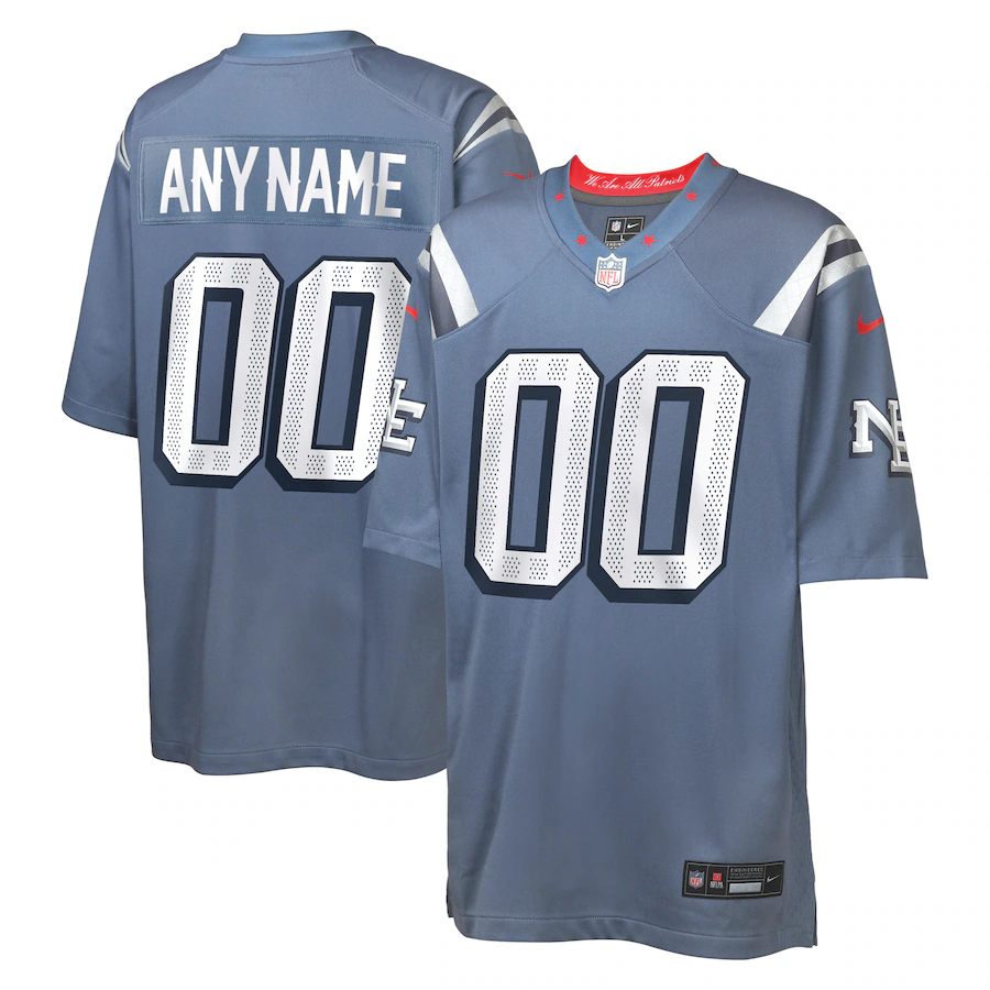 Youth New England Patriots Nike Storm Blue 2025 Rivalries Collection Custom Game Jersey - ujerseystore