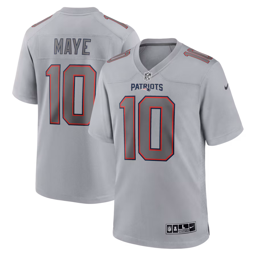 Men's New England Patriots Drake Maye Nike Gray Atmosphere Fashion Game Jersey - ujerseystore