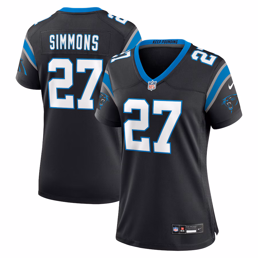 Women's Carolina Panthers Isaiah Simmons Nike Black Team Game Jersey - ujerseystore