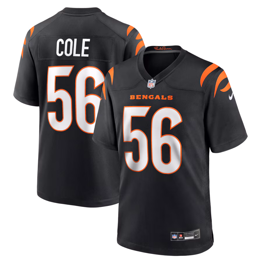 Men's Cincinnati Bengals Myles Cole Nike Black Team Game Jersey - ujerseystore