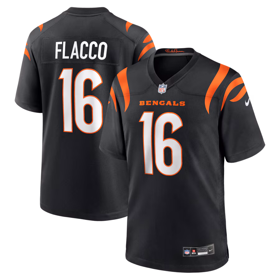 Men's Cincinnati Bengals Joe Flacco Nike Black Team Game Jersey - ujerseystore
