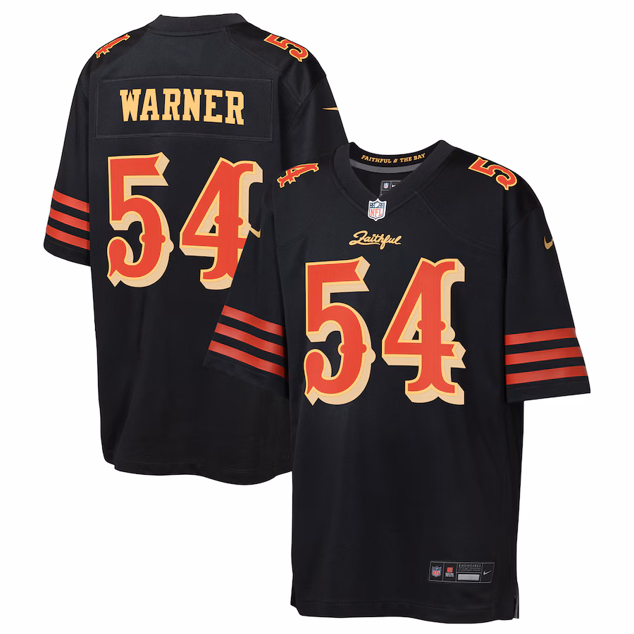 Youth San Francisco 49ers Fred Warner Nike Black 2025 Rivalries Collection Game Jersey - ujerseystore