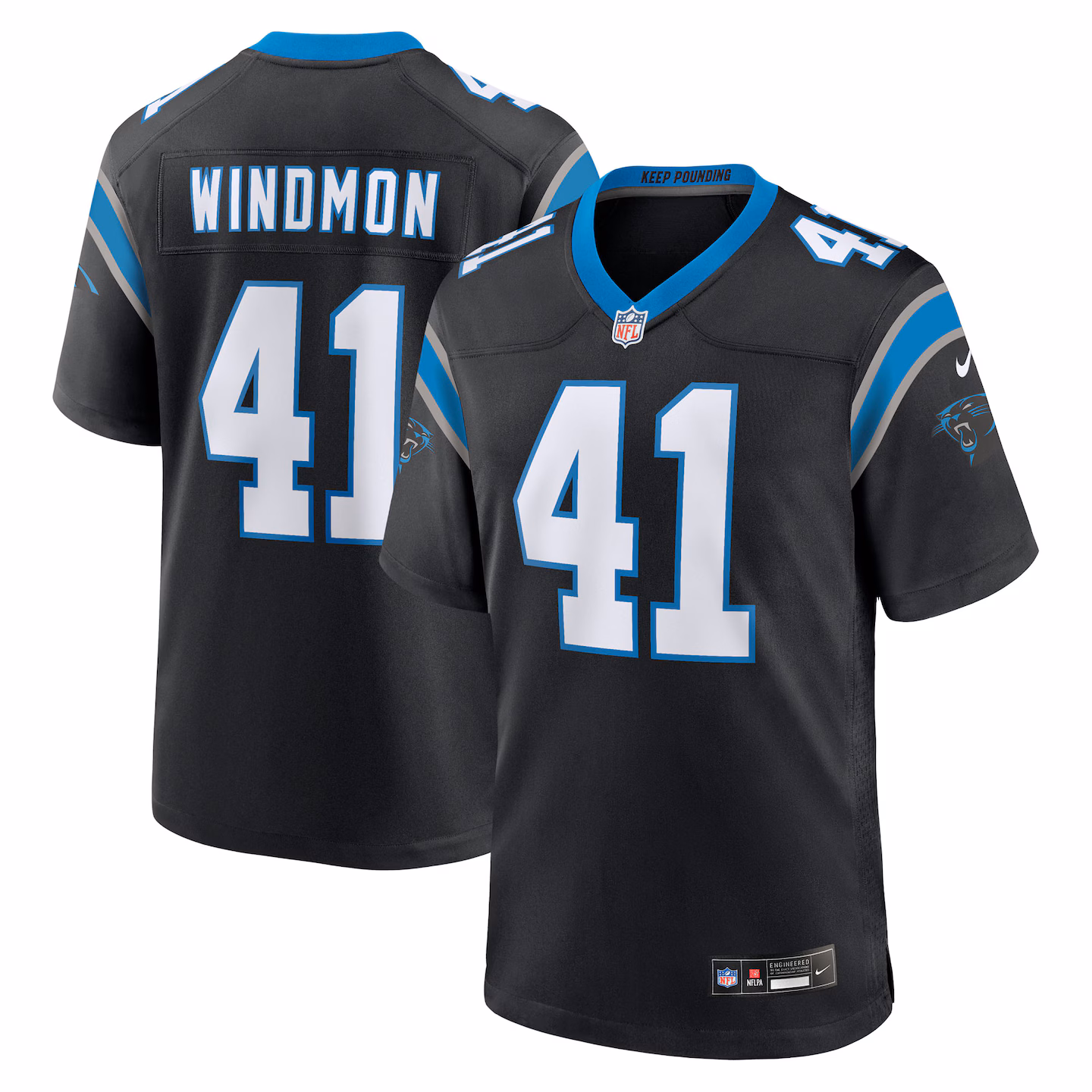 Men's Carolina Panthers Jacoby Windmon Nike Black Team Game Jersey - ujerseystore