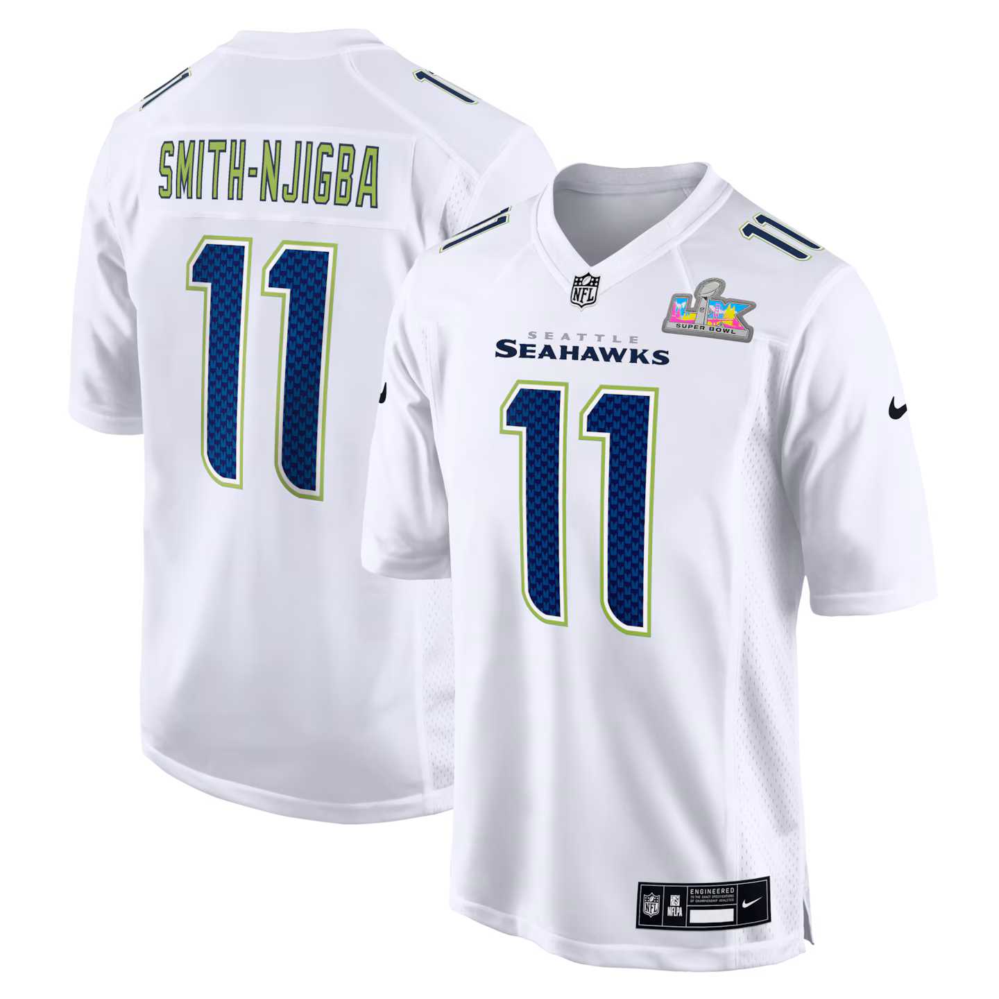 Men's Seattle Seahawks Jaxon Smith-Njigba Nike White Super Bowl LX Patch Tundra Fashion Game Jersey - ujerseystore
