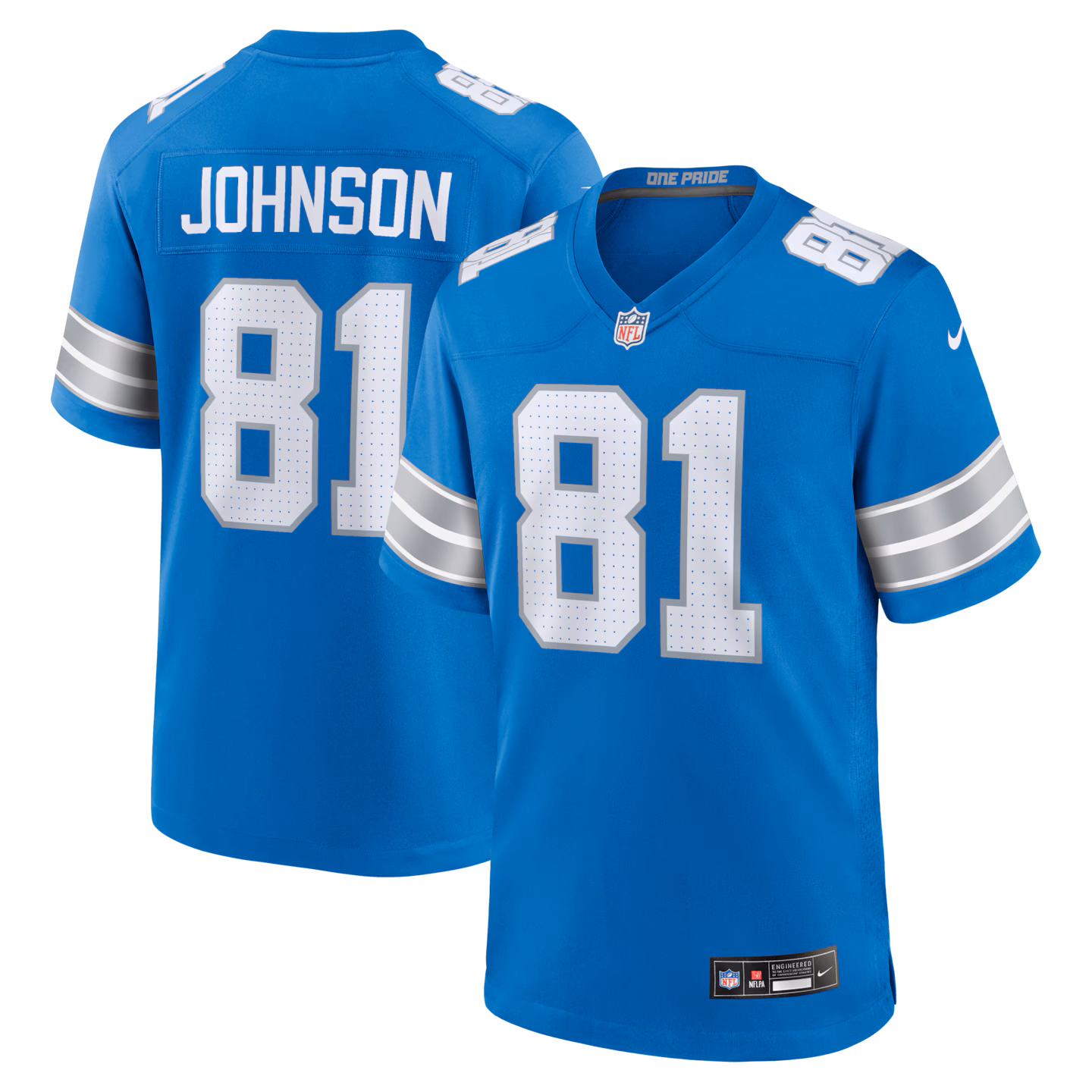 Men's Detroit Lions Calvin Johnson Nike Blue Team Retired Game Jersey - ujerseystore