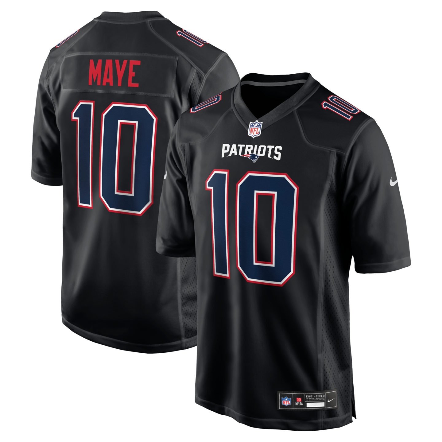 Men's New England Patriots Drake Maye Nike Carbon Black Fashion Game Jersey - ujerseystore